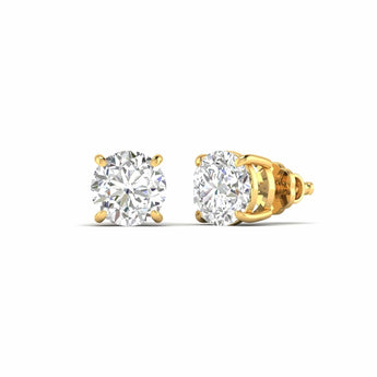 Ivana Jewels Earrings 5 Carats Each Round Cut Diamonds Solitaire Studs Earrings