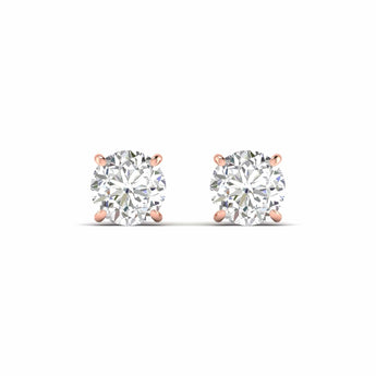 Ivana Jewels Earrings 5 Carats Each Round Cut Diamonds Solitaire Studs Earrings