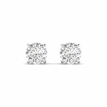 Ivana Jewels Earrings 5 Carats Each Round Cut Diamonds Solitaire Studs Earrings