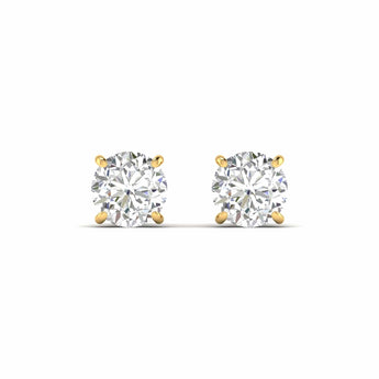 Ivana Jewels Earrings 5 Carats Each Round Cut Diamonds Solitaire Studs Earrings