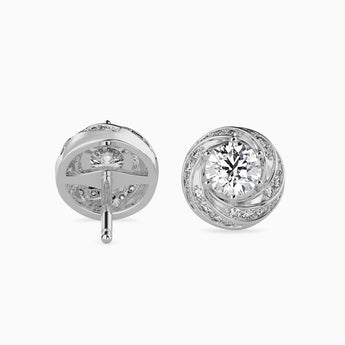 Ivana Jewels Earrings 80 Pointers Round Diamond Centre Solitaire Halo Studs Earring
