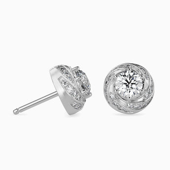 Ivana Jewels Earrings 80 Pointers Round Diamond Centre Solitaire Halo Studs Earring