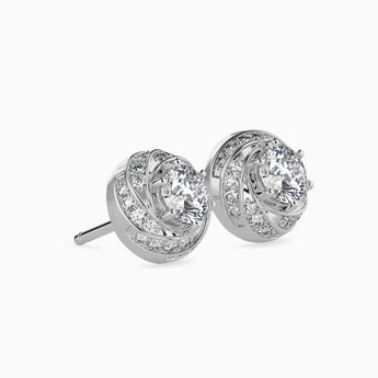 Ivana Jewels Earrings 80 Pointers Round Diamond Centre Solitaire Halo Studs Earring