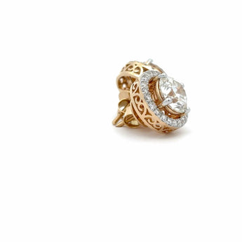 Ivana Jewels Earrings Centre Solitaire Round Diamond 4-prong basket Setting & Side Round Diamonds Channel Setting Stud Earring