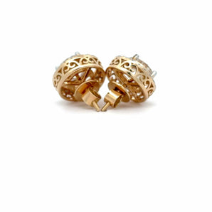 Ivana Jewels Earrings Centre Solitaire Round Diamond 4-prong basket Setting & Side Round Diamonds Channel Setting Stud Earring