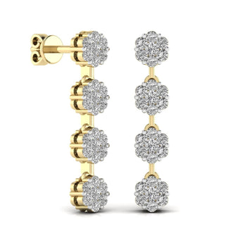 Ivana Jewels Earrings Circular Crystal Cluster Drop Earring