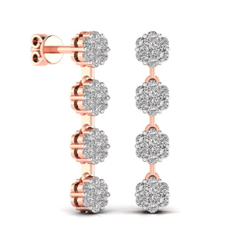 Ivana Jewels Earrings Circular Crystal Cluster Drop Earring