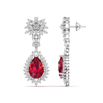 Ivana Jewels Earrings Dangle Ruby Diamond Earrings