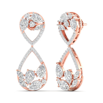 Ivana Jewels Earrings Dazzling Pear & Round Diamond Drop Earrings