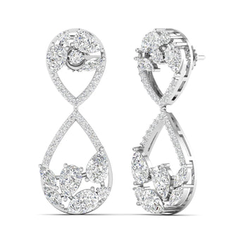 Ivana Jewels Earrings Dazzling Pear & Round Diamond Drop Earrings