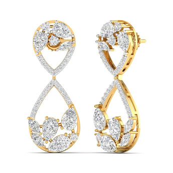 Ivana Jewels Earrings Dazzling Pear & Round Diamond Drop Earrings