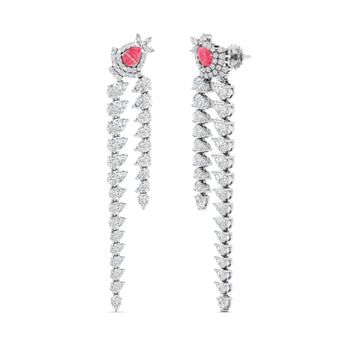 Ivana Jewels Earrings Diamond Dangle Earrings with Pink Diamond Accents