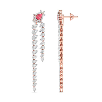 Ivana Jewels Earrings Diamond Dangle Earrings with Pink Diamond Accents