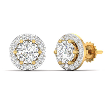 Ivana Jewels Earrings Diamond Halo Studs in Two-Tone Gold