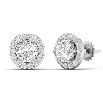 Ivana Jewels Earrings Diamond Halo Studs in Two-Tone Gold