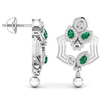 Ivana Jewels Earrings Fancy Pear Cut Emerald Diamond Stunning Earring