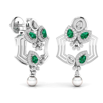 Ivana Jewels Earrings Fancy Pear Cut Emerald Diamond Stunning Earring