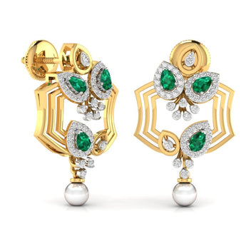 Ivana Jewels Earrings Fancy Pear Cut Emerald Diamond Stunning Earring