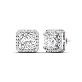 Ivana Jewels Earrings Large Diamond Halo Studs for Women