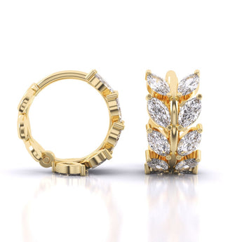 Ivana Jewels Earrings Laurel leaf Hoop Huggies Earrings