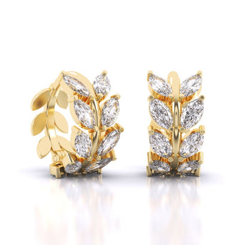 Ivana Jewels Earrings Laurel leaf Hoop Huggies Earrings