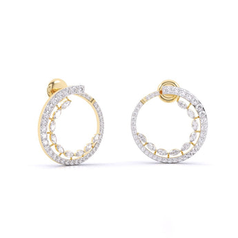 Ivana Jewels Earrings Marquise & Round Diamonds Hoop Earring