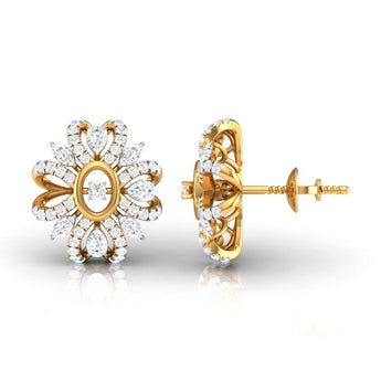Ivana Jewels Earrings Pear, Marquise & Round Diamond Clustered Stud Earrings