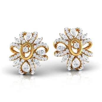 Ivana Jewels Earrings Pear, Marquise & Round Diamond Clustered Stud Earrings