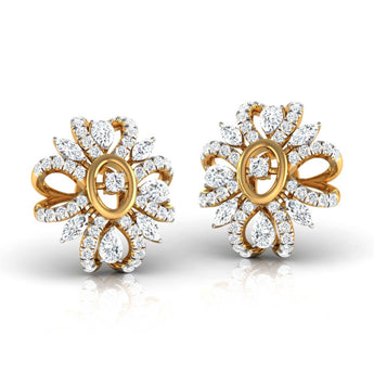 Ivana Jewels Earrings Pear, Marquise & Round Diamond Clustered Stud Earrings