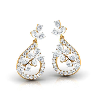 Ivana Jewels Earrings Pear & Round Cut Diamond Teardrop Drop Earrings