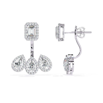 Ivana Jewels Earrings Rectangular and Teardrop Diamond Earrings