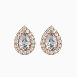 Ivana Jewels Earrings Rose Gold / 14KT 0.30 Carat Each Pear & Round Diamond Halo Stud Earring