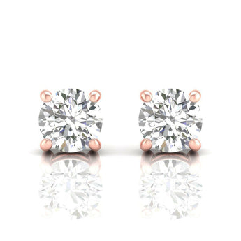 Ivana Jewels Earrings Rose Gold / 14KT 0.50 Carat Each Solitaire Each 4-Prongs Setting Stud Earring