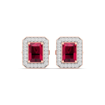 Ivana Jewels Earrings Rose Gold / 14KT 0.76 Carat Diamond Ruby Gold Stud Earrings