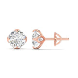 Ivana Jewels Earrings Rose Gold / 14KT 1.03 Carats Each Round Diamonds 4-Prongs Settings Studs Earring
