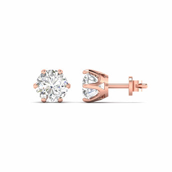 Ivana Jewels Earrings Rose Gold / 14KT 1.06 Carats Each Round Diamonds 6-prongs Setting Studs Earrings