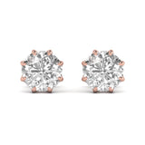Ivana Jewels Earrings Rose Gold / 14KT 1.5 Carats Each Round Diamond 8 Prong Setting Studs Earring