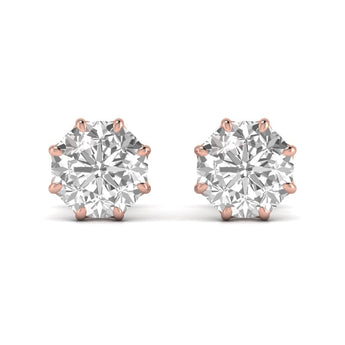 Ivana Jewels Earrings Rose Gold / 14KT 1.5 Carats Each Round Diamond 8 Prong Setting Studs Earring