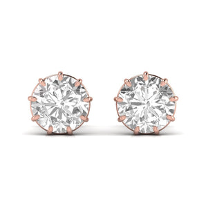 Ivana Jewels Earrings Rose Gold / 14KT 1.5 Carats Each Round Diamond 9 Prong Setting Studs Earring