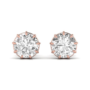 Ivana Jewels Earrings Rose Gold / 14KT 1.5 Carats Each Round Diamond 9 Prong Setting Studs Earring
