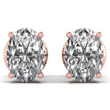 Ivana Jewels Earrings Rose Gold / 14KT 1 Carat Each Oval Shape Diamond Stud Earring