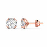 Ivana Jewels Earrings Rose Gold / 14KT 1 Carats Each Round Diamonds 4-prongs Setting Studs Earrings