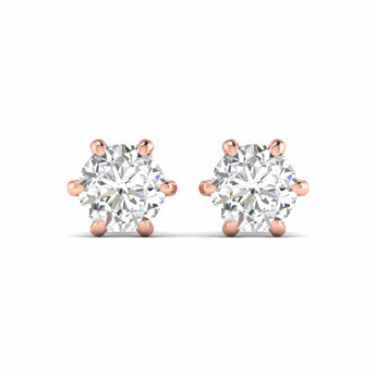 Ivana Jewels Earrings Rose Gold / 14KT 2.01 Carats Each Round Diamonds 6-Prongs Setting Studs Earrings