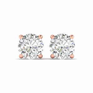 Ivana Jewels Earrings Rose Gold / 14KT 2.5 Carats Each Round Diamonds 4-Prongs Settings Studs Earrings