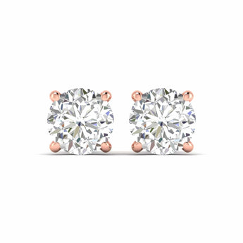 Ivana Jewels Earrings Rose Gold / 14KT 2.5 Carats Each Round Diamonds 4-Prongs Settings Studs Earrings