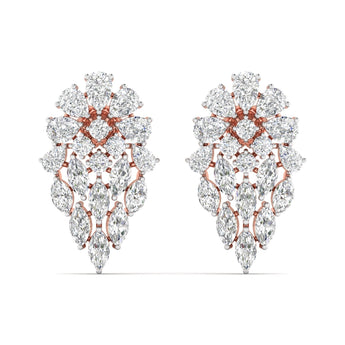 Ivana Jewels Earrings Rose Gold / 14KT 3.8ct Pear & Marquise Diamond Gold Earrings
