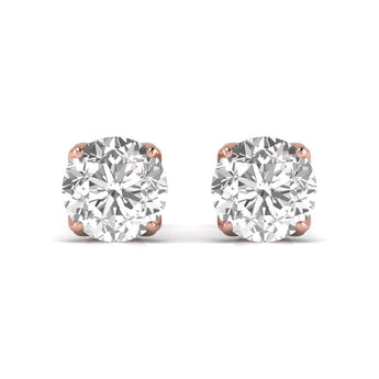 Ivana Jewels Earrings Rose Gold / 14KT 3 Carat Double Prong Setting Round Shape Solitaire Diamond Studs Earring