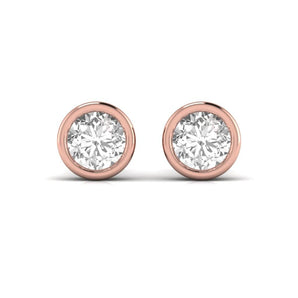 Ivana Jewels Earrings Rose Gold / 14KT 3 Carat Each Round Diamond Bezel Setting Studs Earring