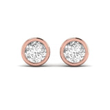 Ivana Jewels Earrings Rose Gold / 14KT 3 Carat Each Round Diamond Bezel Setting Studs Earring