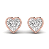 Ivana Jewels Earrings Rose Gold / 14KT 3 Carats Each Heart Shape Solitaire Diamond Three Bezel Setting Studs Earring